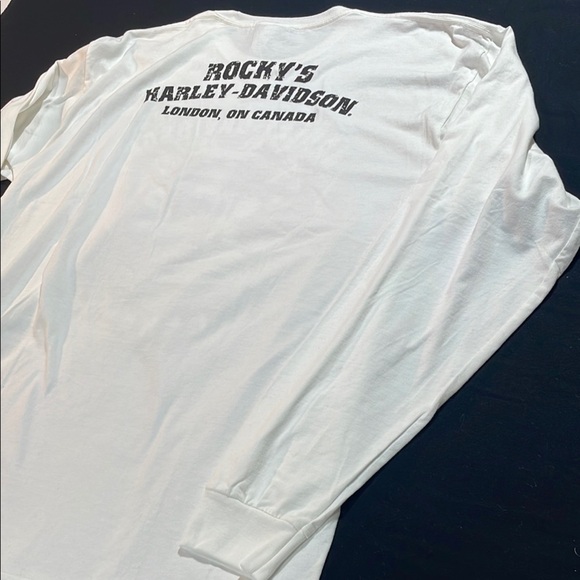 Harley-Davidson White Long Sleeve Tee, Rocky’s H-D London Ontario Canada NWT - Picture 9 of 11